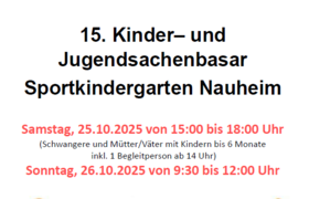 15. Kinder- und Jugendsachenbasar Sportkindergarten Nauheim