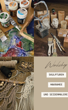 Workshops: Makramee, Skulpturenbauen, Seidenmalerei